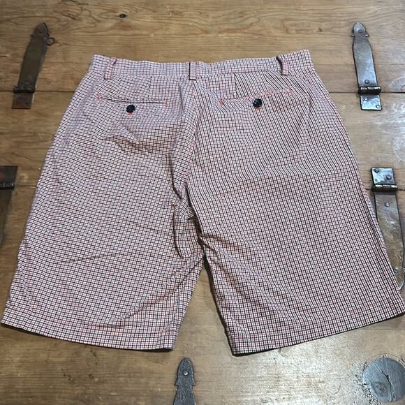 Mens Banana Republic Red Plaid Flat Front Shorts Size 32 - Picture 5 of 8